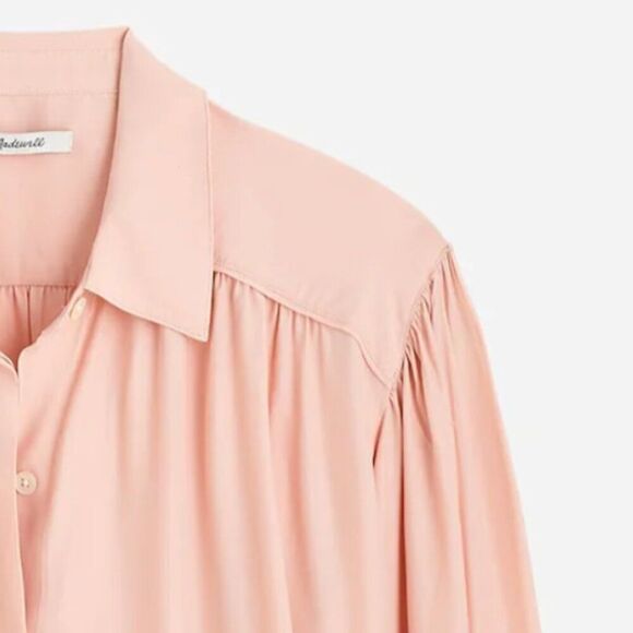 Madewell NT224 Pale Blush Long-Sleeve Button-Front Top size small NWT - Picture 5 of 12